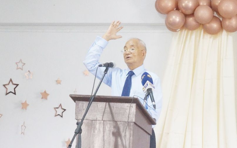 Justice HK Sema addressing the commencement day of Immanuel College, Dimapur on August 6. (Morung Photo)